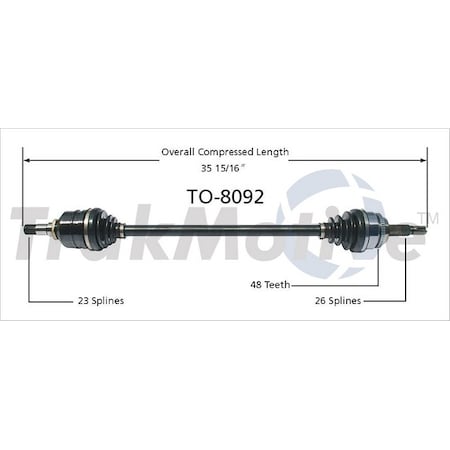 Surtrack Axle Cv Axle Shaft, To-8092 TO-8092